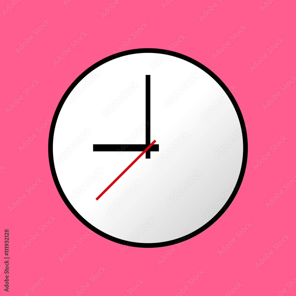 Clock icon, Vector illustration, flat design. Easy to use and edit. EPS10. Pink background. Clock icon, Vector illustration, flat design. Easy to use and edit. EPS10. Pink background.