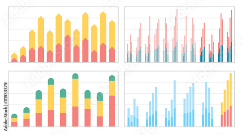 Set of flat graphs and charts with a grid
