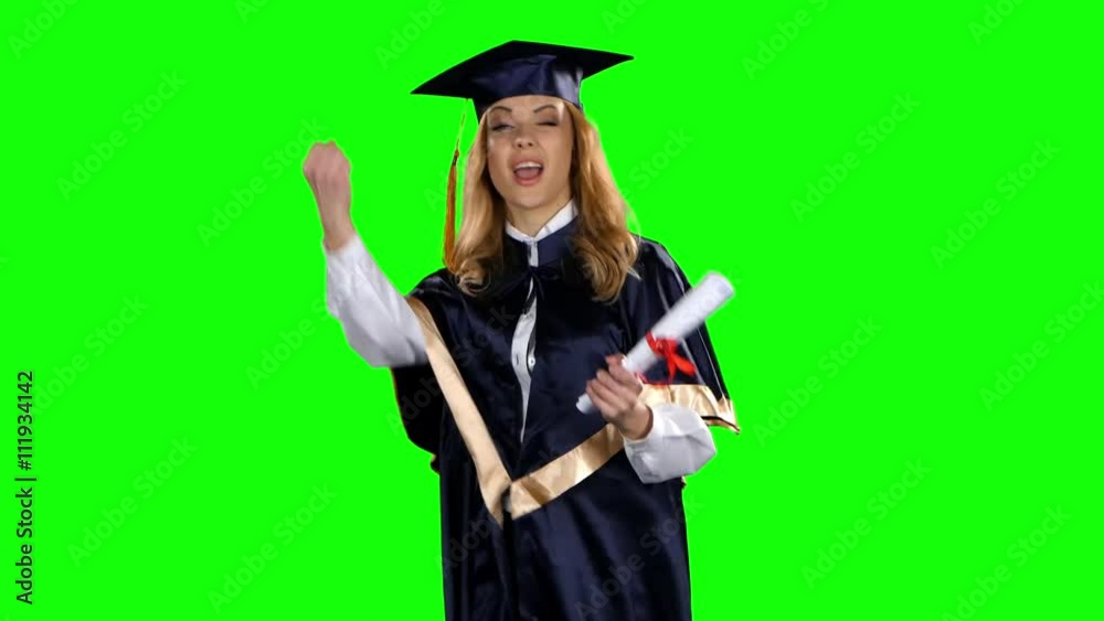 Dancing graduate. Green screen Dancing graduate. Green screen