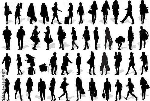 Set of 47 vector's silhouettes of people in action