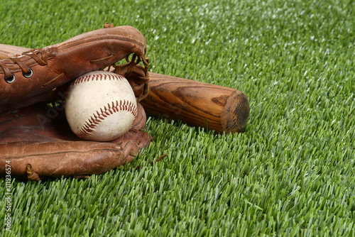 Canvas Print closeup baseball in glove