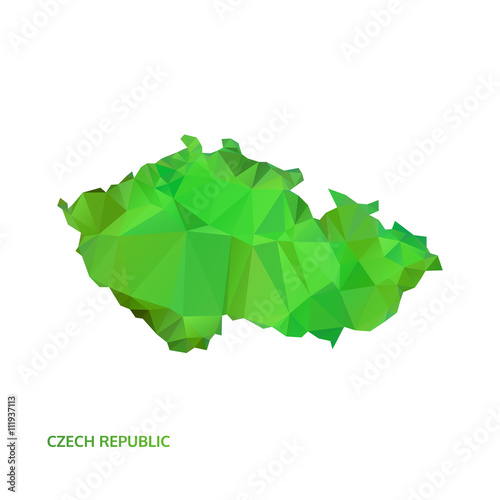 abstract polygonal czech republic map, poly low isolated vector
