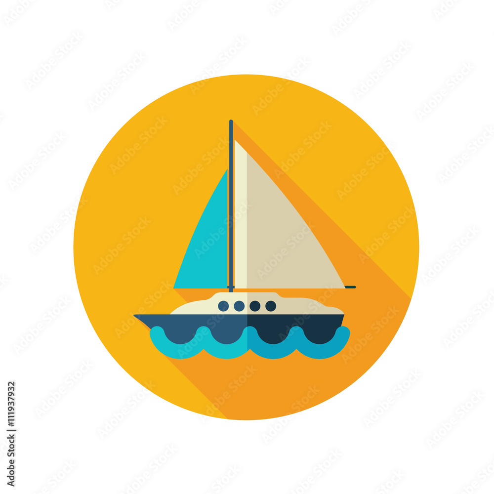 Boat with a Sail flat icon. Summer. Vacation Boat with a Sail flat icon. Summer. Vacation