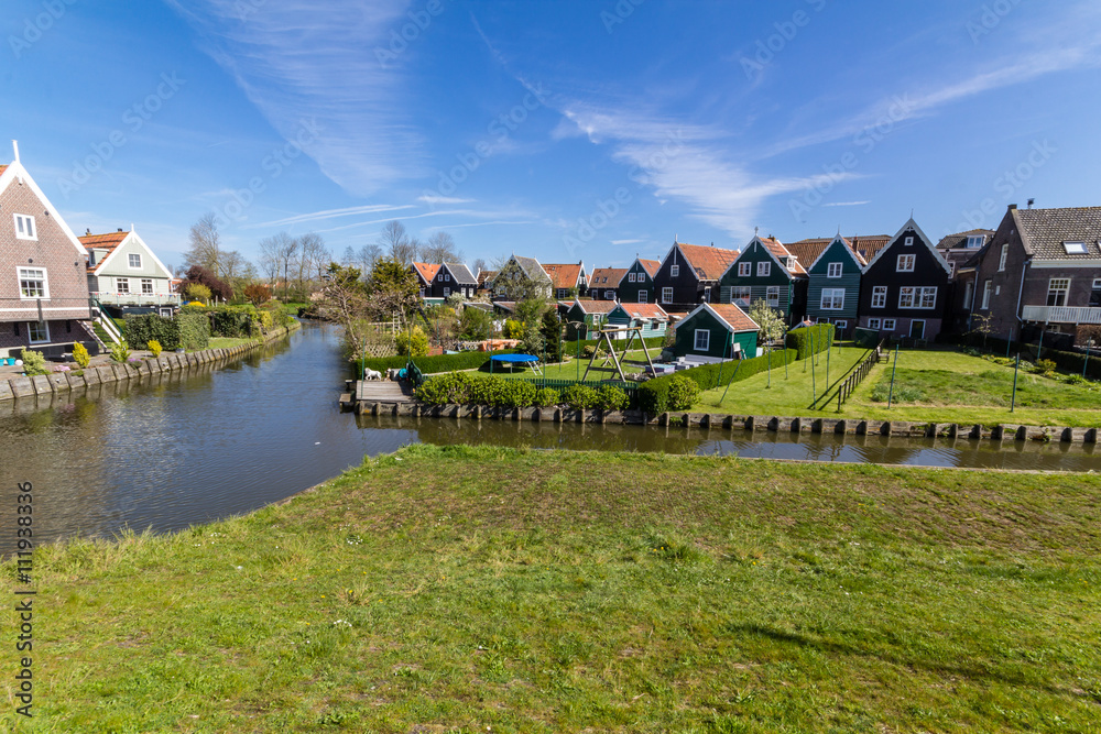 Obraz premium Panoramic shot of village Marken in Netherlands