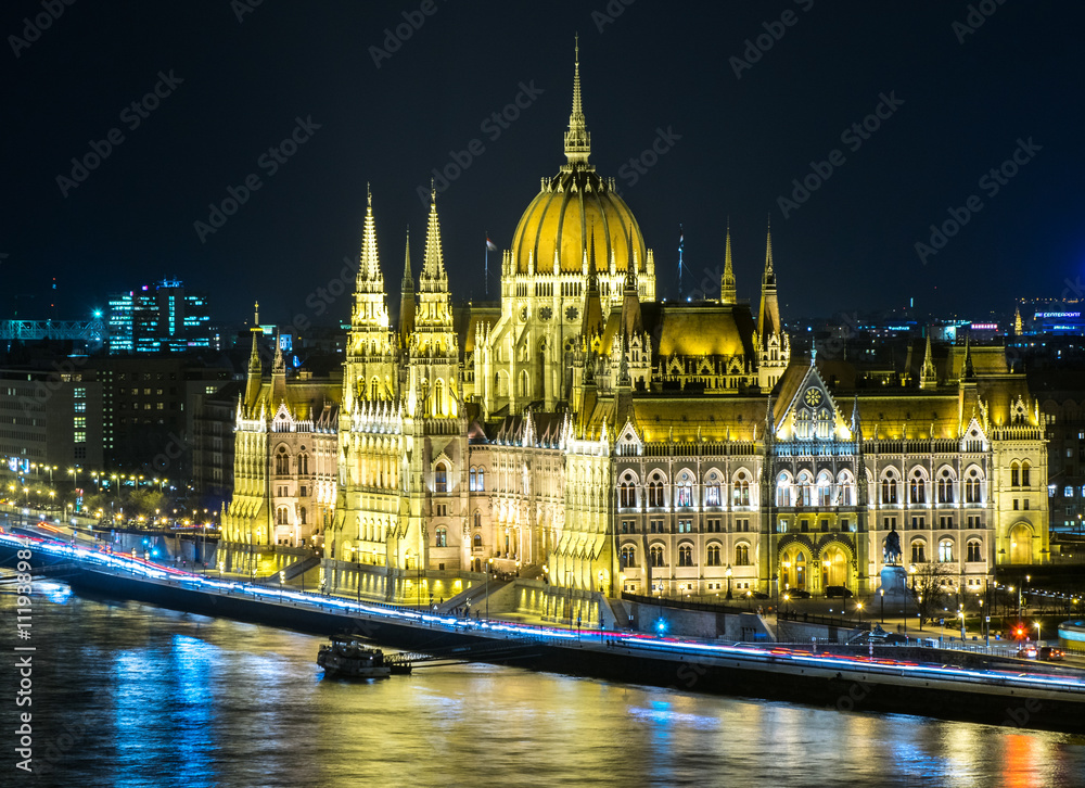 Hungarian parliament by night