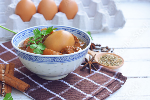 Принти на полотні eggs and pork in brown sauce
