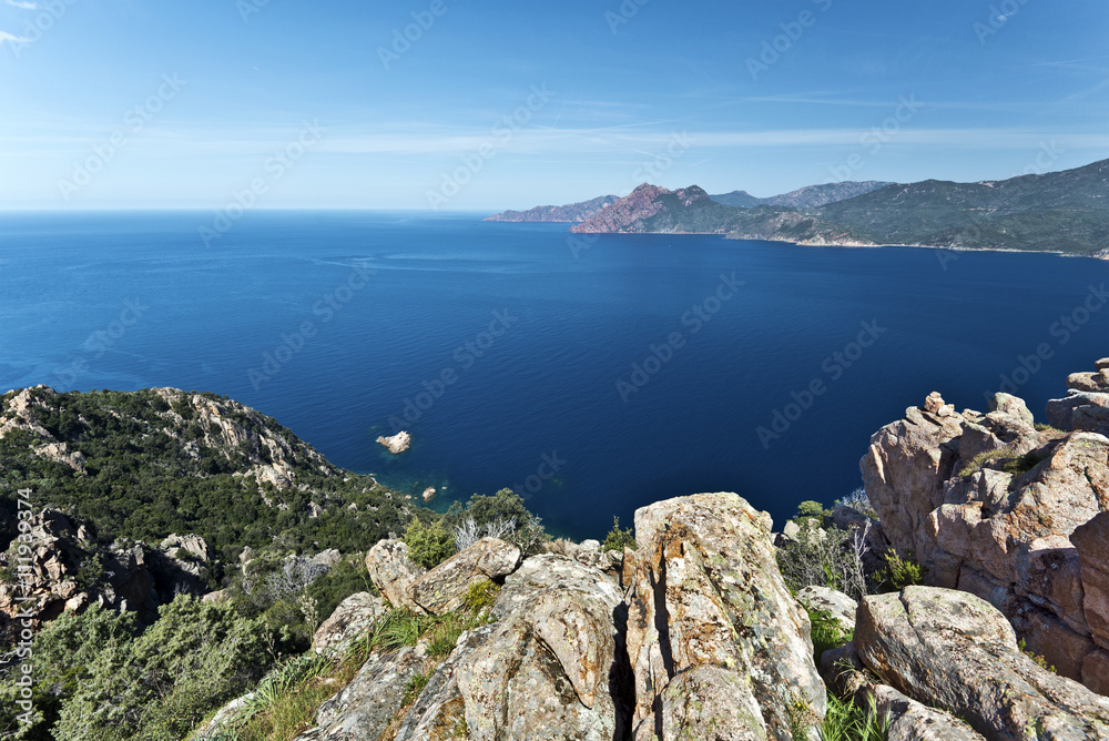 View of Porto Gulf in Corsica from Calanques de Piana