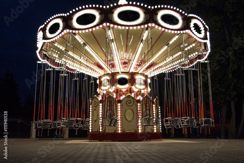 Carousel in night park