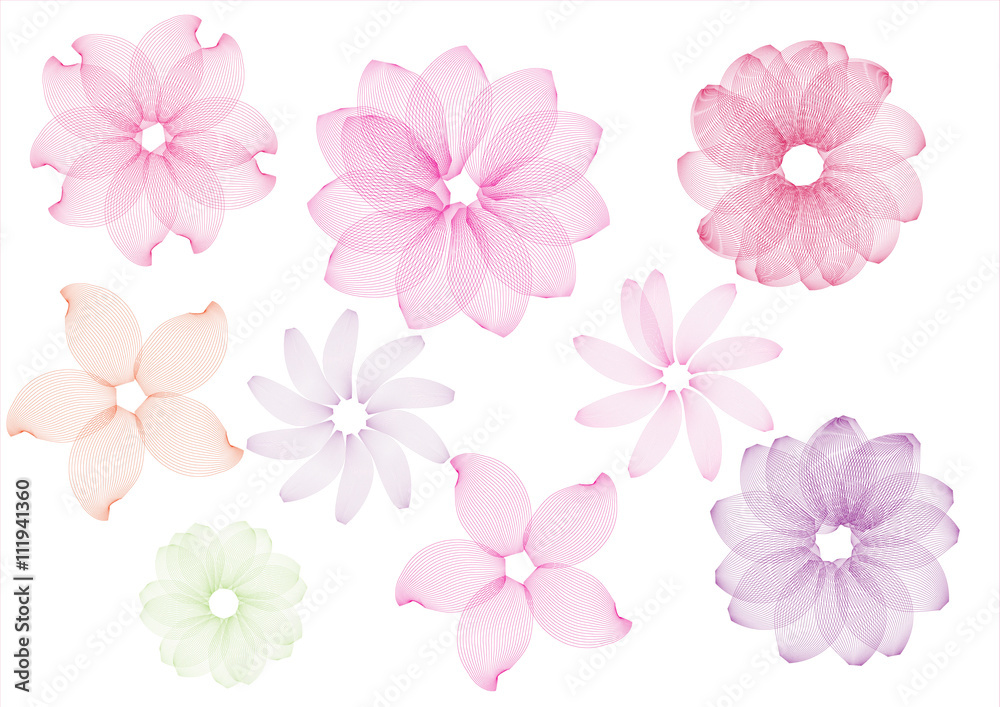 Set of abstract flowers  pink color flower