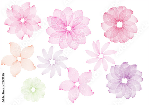 Fototapeta Naklejka Na Ścianę i Meble -  Set of abstract flowers  pink color flower