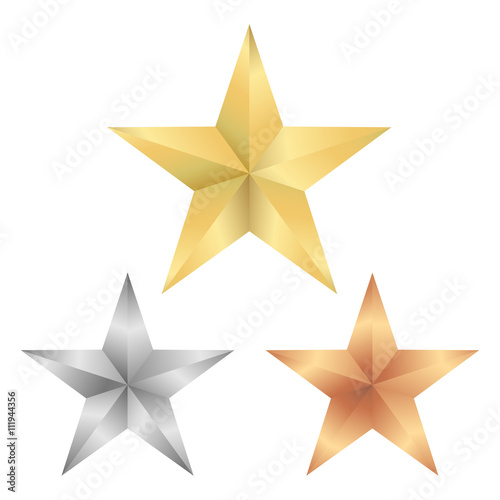 Elegance gold star, silver star and bronze star in vector