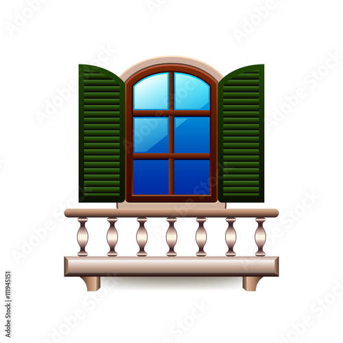 Window with balcony isolated on white vector