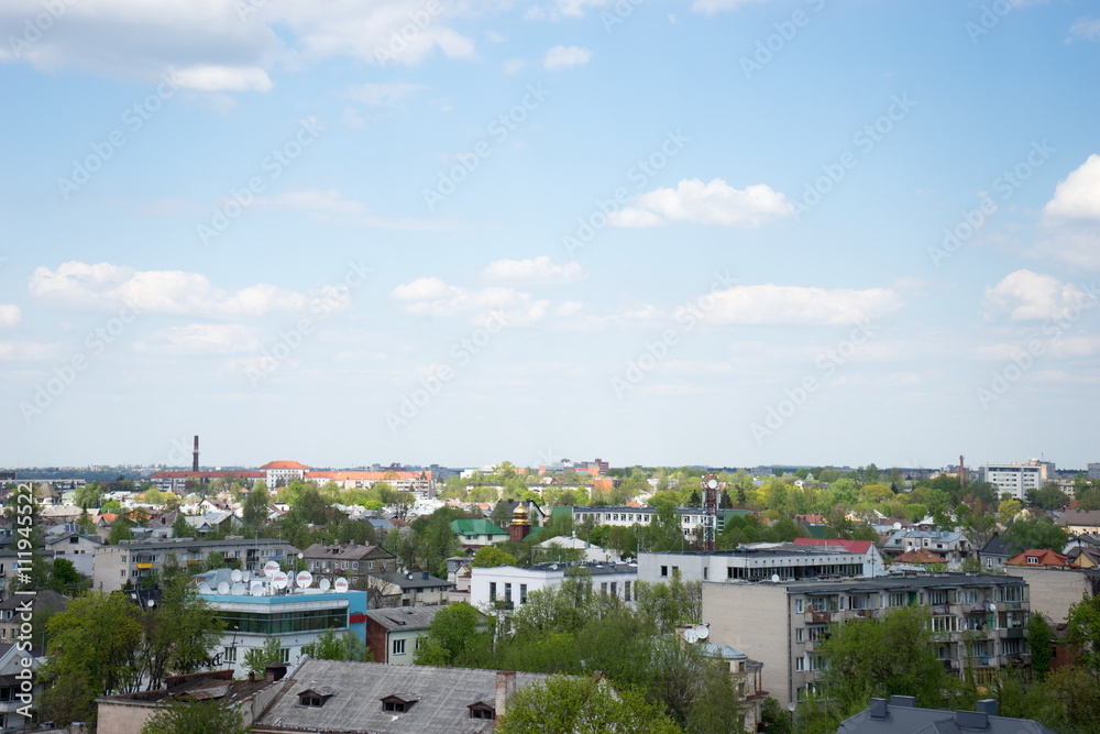 Panorama of Kaunas from the roof of the Cathedral, Lithuania