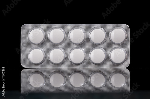 Medicine drug on black background. Pharmaceutical medicament