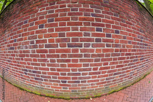 Just a brick wall with a fish eye lens photo