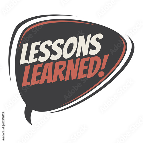lessons learned retro speech bubble
