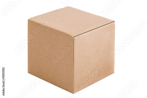 Cubical cardboard box isolated on a white background © Krasser