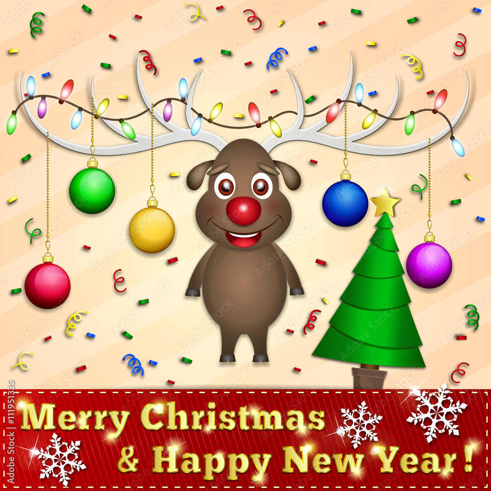 Naklejka premium Merry christmas happy new year