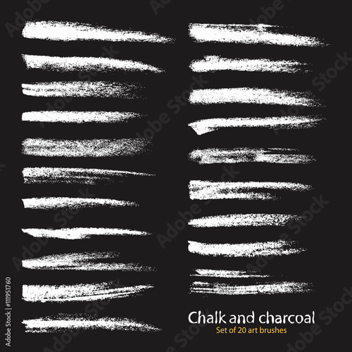 Set of vector grunge brushes different thickness and stiffness, created with chalk and charcoal. 
A high resolution. Saved in the brushes palette
