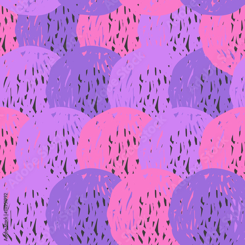 Hand drawn circle doodle seamless pattern background.