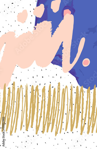 Abstract print with decorative colorful elements on scribble background for c...