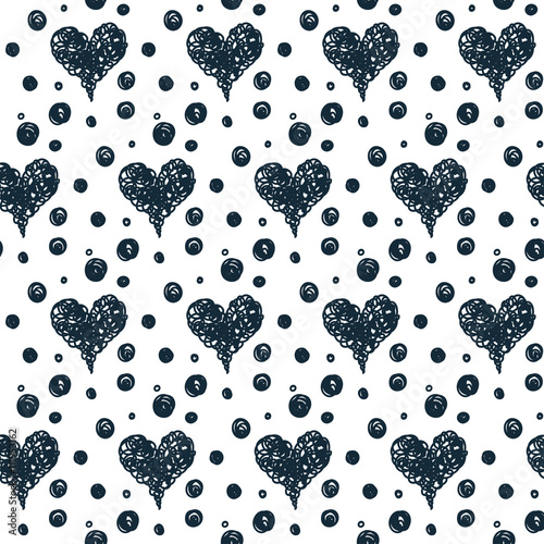 Doodle hearts seamless pattern background