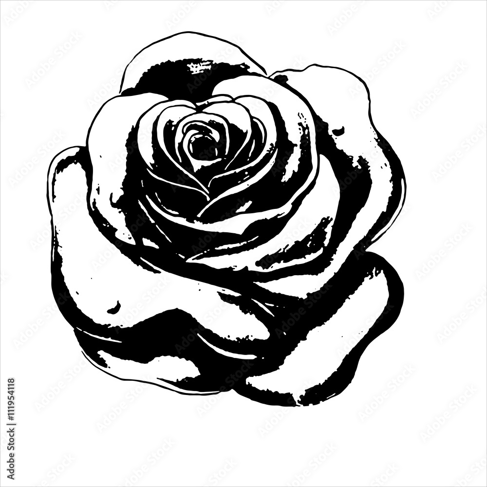 Эскиз татуировки черная роза олдскул Stock Vector | Adobe Stock