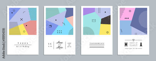 Abstract trendy templates with different geometric shapes. Modern cards. Vector