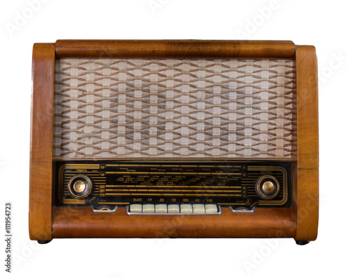 Old soviet radio isolated on white.