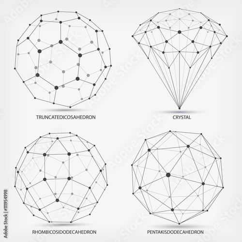 Set design elements on a white background. The contours of complex geometric shapes.