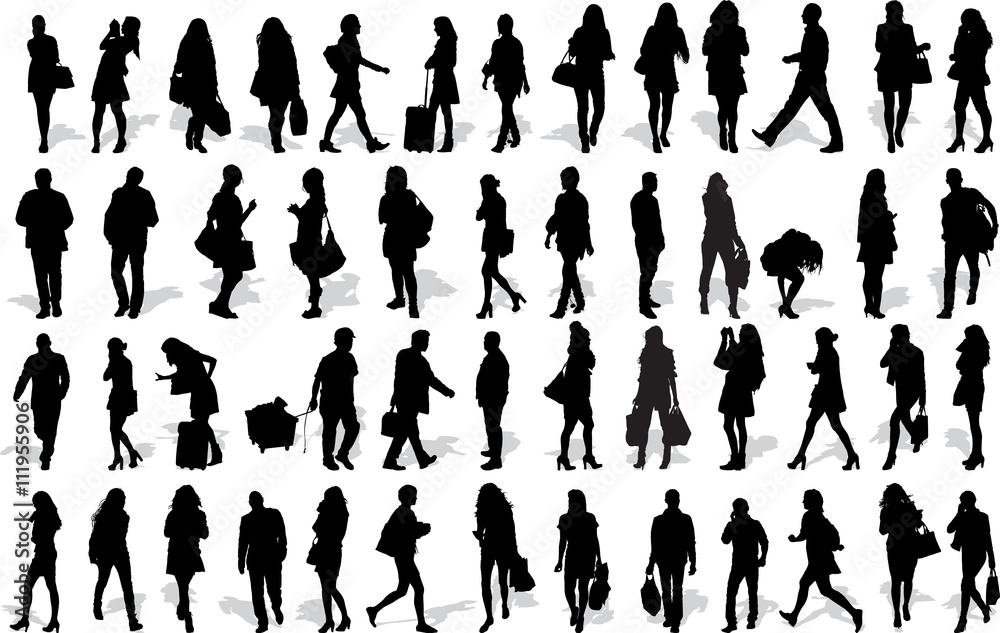 Set of 50 vector's silhouettes of people in action Set of 50 vector's silhouettes of people in action
