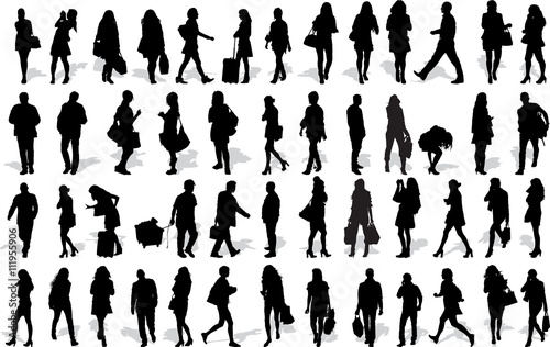 Set of 50 vector s silhouettes of people in action