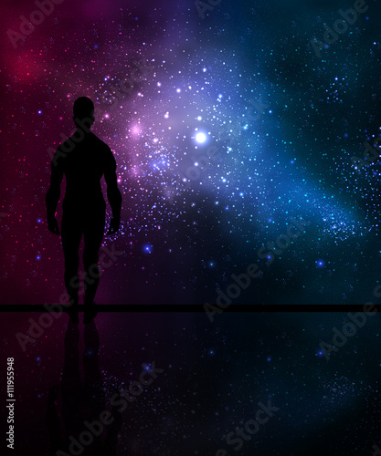 man looks at the cosmos