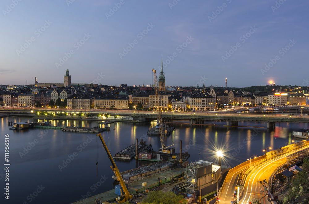 Panorama view of the Old Town Gamla Stan in Stockholm, Sweden