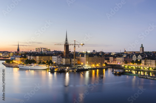 Night panorama of the Old Town Gamla Stan in Stockholm  Sweden