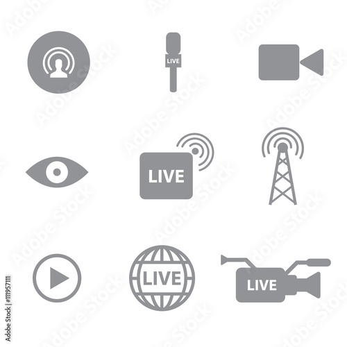 Set of  Self broadcasting or live streaming icons