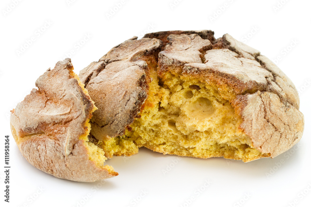 corn bread on white background isolated