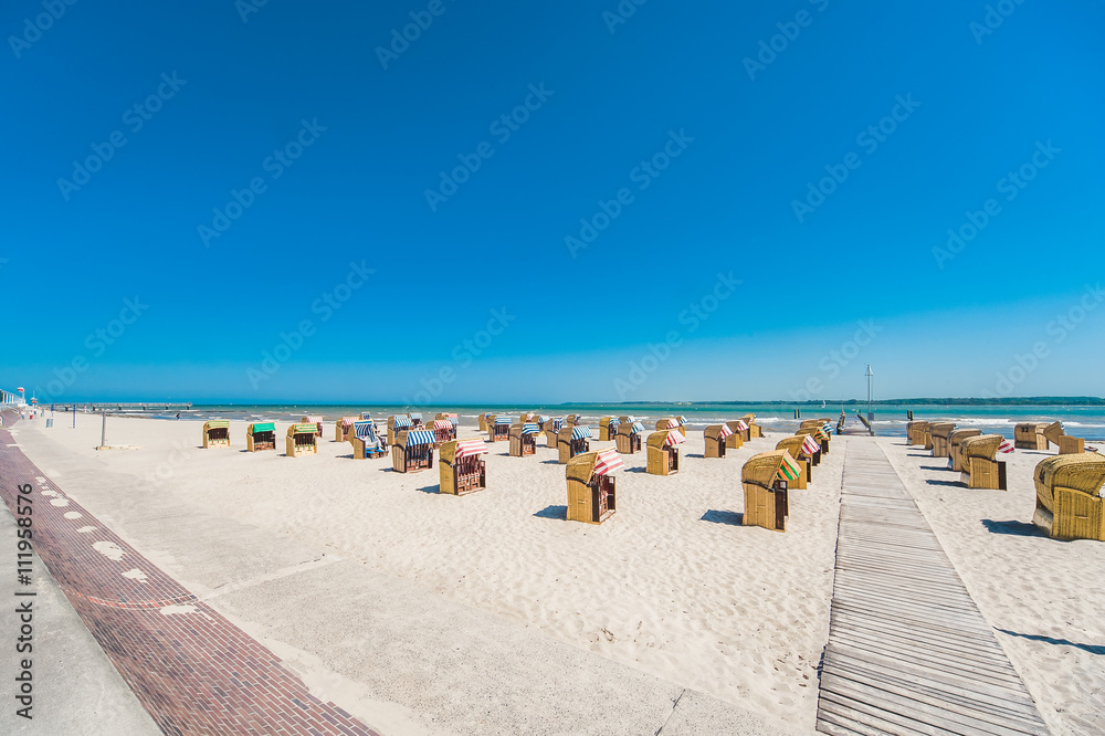 White sand beach and cabanas for relaxing