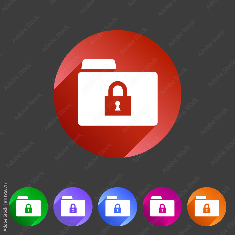 Obraz premium Secure locked folder icon flat web sign symbol logo label