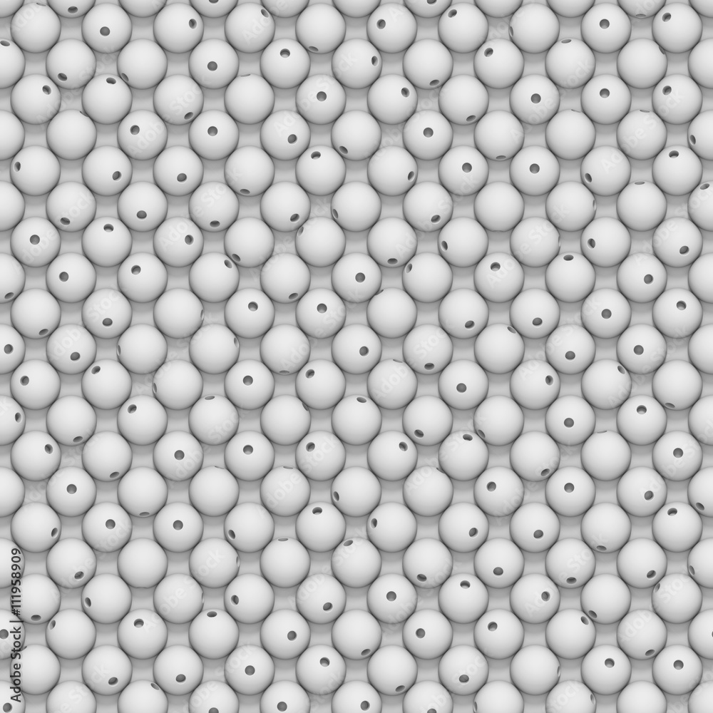 seamless array made of white spheres with opening in different directions