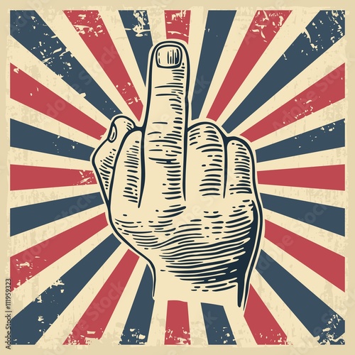 Male hand showing a fig sign. Hand drawn in a graphic style. Vintage vector engraving illustration for info graphic, poster, web.