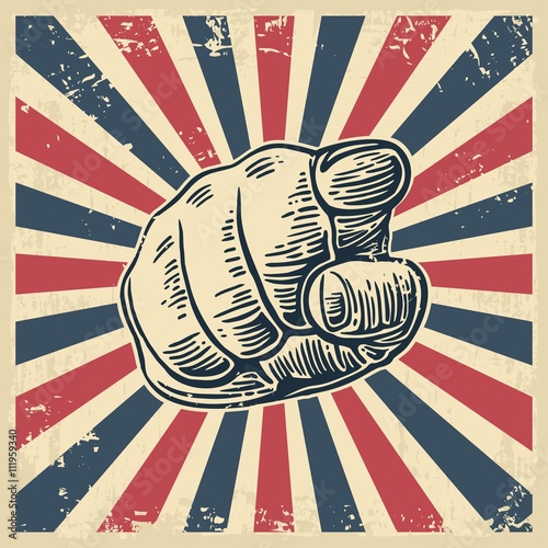 Male hand showing a fig sign. Hand drawn in a graphic style. Vintage vector engraving illustration for info graphic, poster, web.