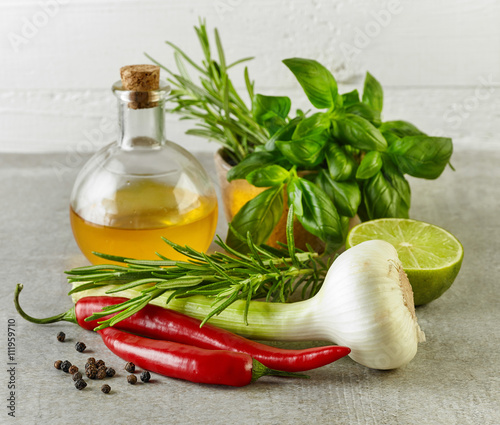 Fototapeta Naklejka Na Ścianę i Meble -  fresh herbs and spices