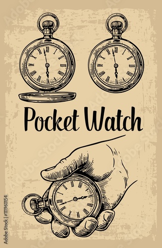 Male hand holding antique pocket watch hold hand