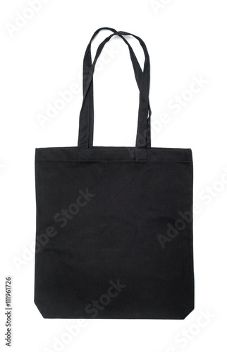 Black fabric bag isolated on white background