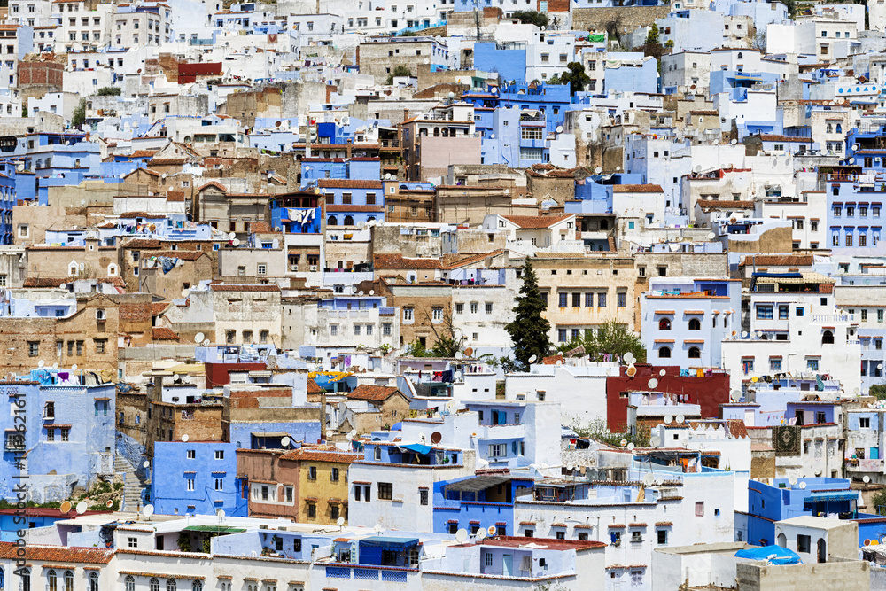 Buildings in the town of Chefchaouen, in Morocco