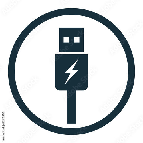 usb charging icon in circle on white background