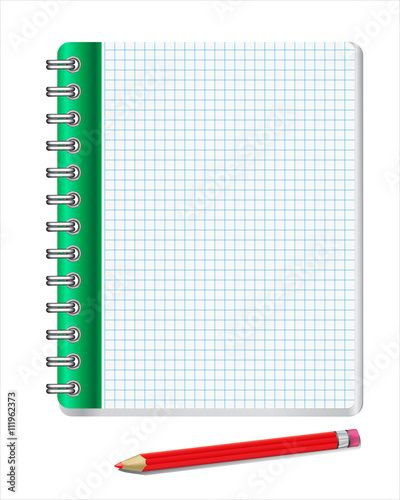 Notebook and blank paper with pencil. Vector. EPS