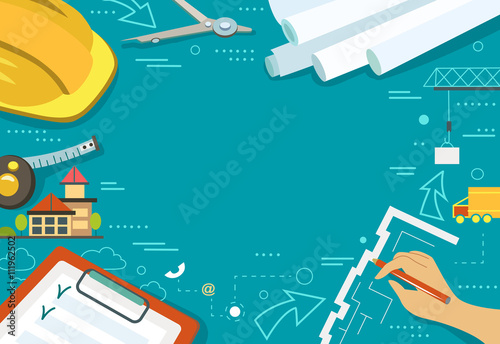 Vector illustration of working table architect