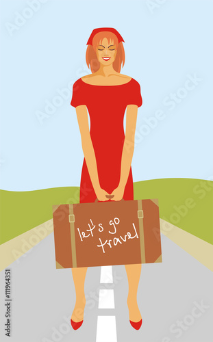 a young girl hitchhiking